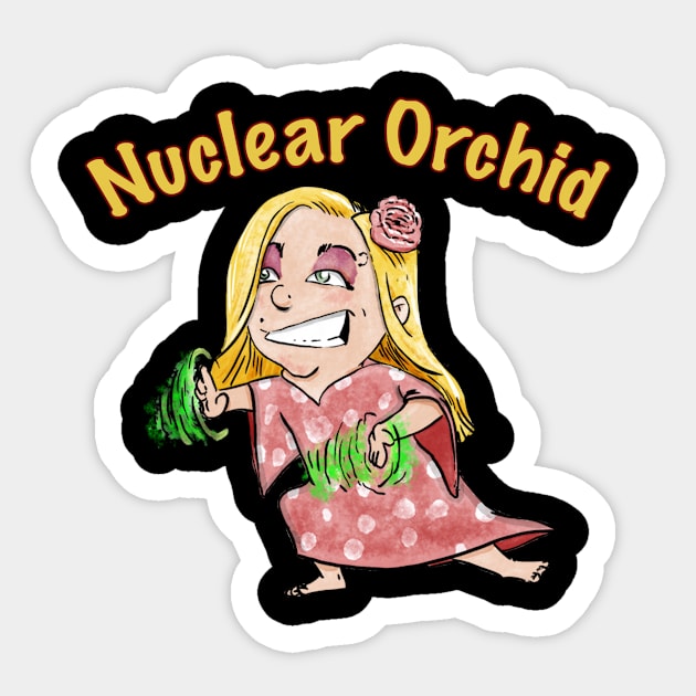 Nuclear Orchid Sticker by digital_james